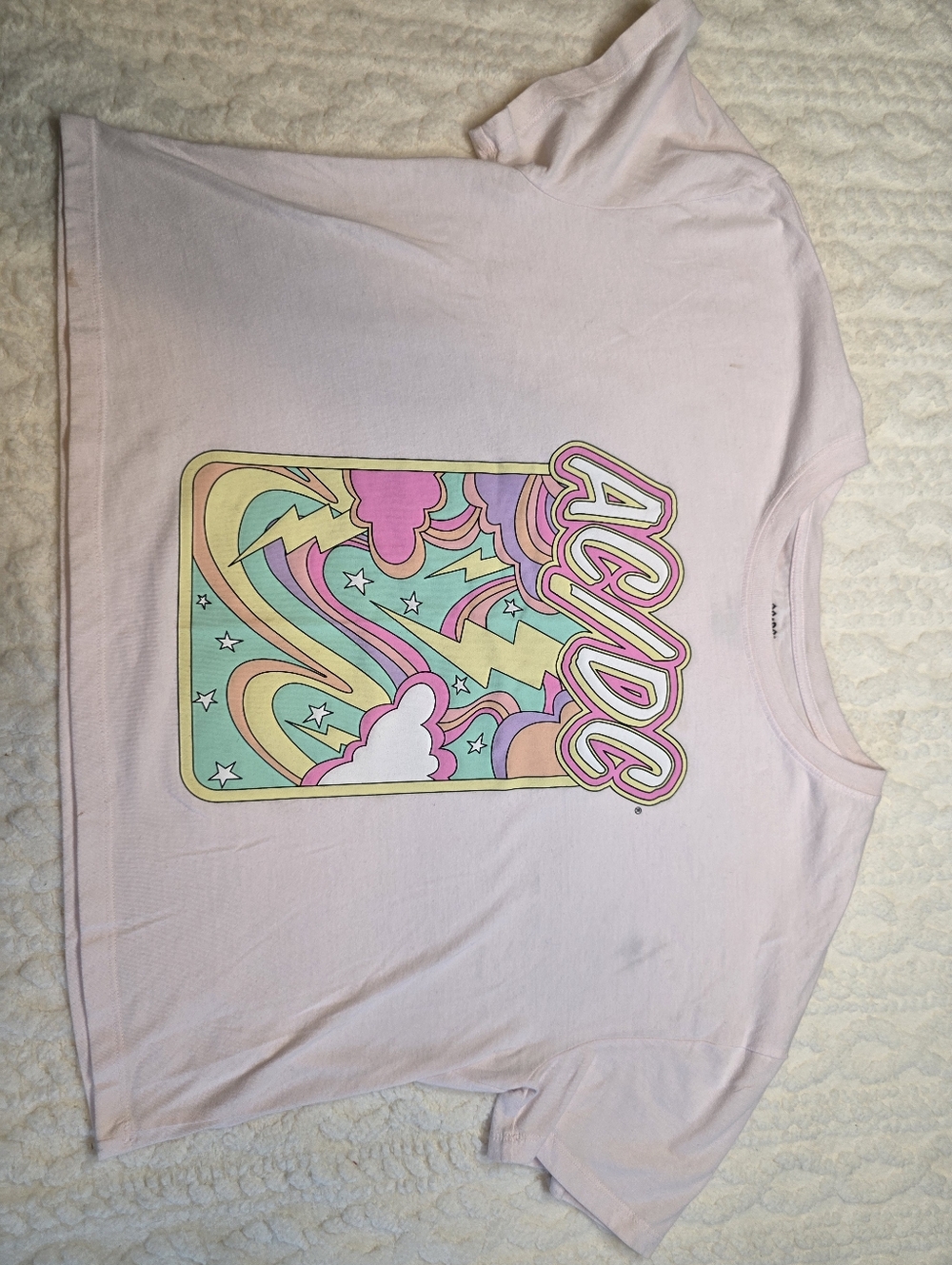 AC/DC Pastel Graphic Tee Pink Short Sleeve Band Shirt XL